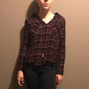 L’Agence silky plaid blouse